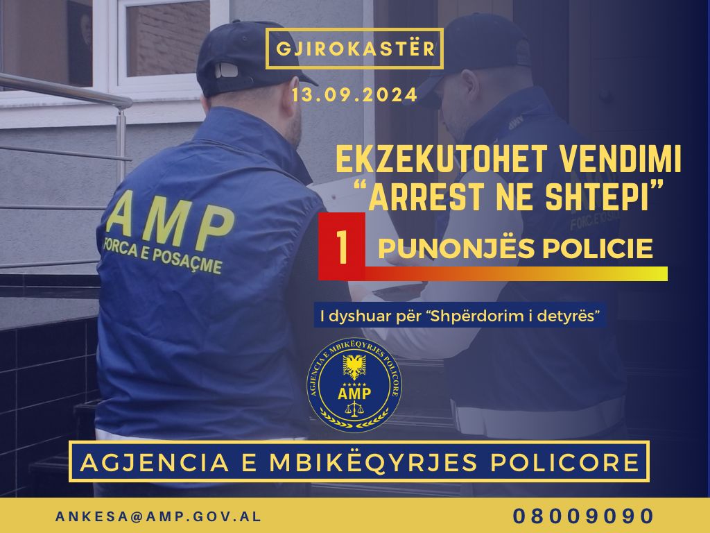 Akuzohet për “Shpërdorim detyre”, AMP: “Arrest në shtëpi” për kryekomisarin në Gjirokastër