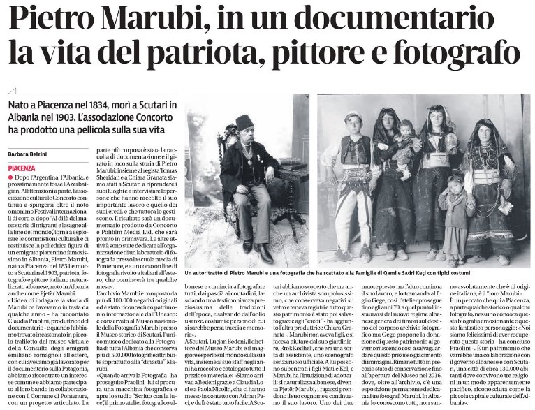 Dokumentari për Marubin, në faqet e shtypit italian