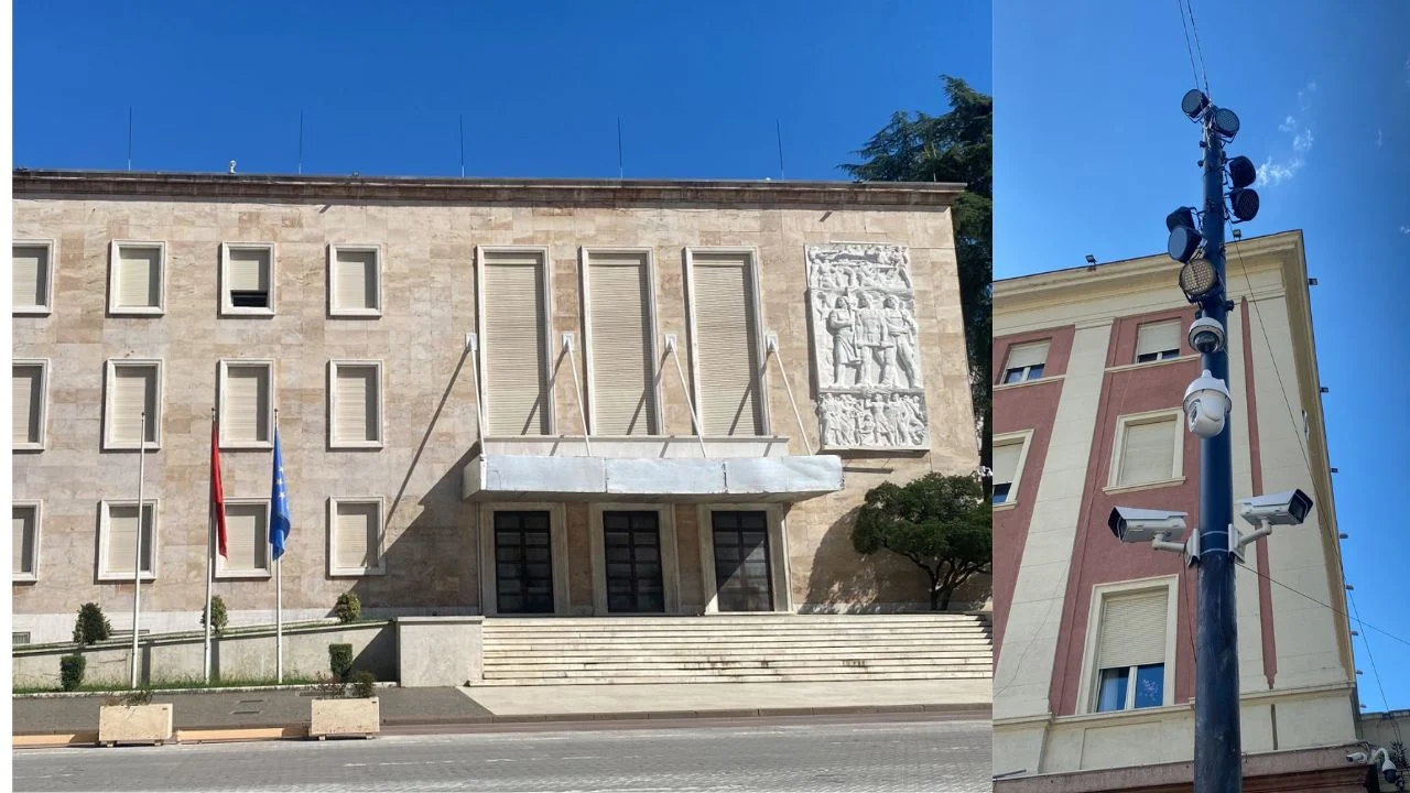 Pamjet/ Gati për protestën! Blindohet kryeministria dhe hiqet kërpudha! Lyhen me graso shtyllat që të mbrohen kamerat