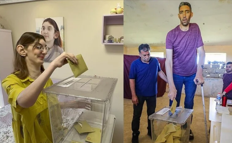 Zgjedhjet në Türkiye, votuan burri dhe gruaja më e gjatë në botë