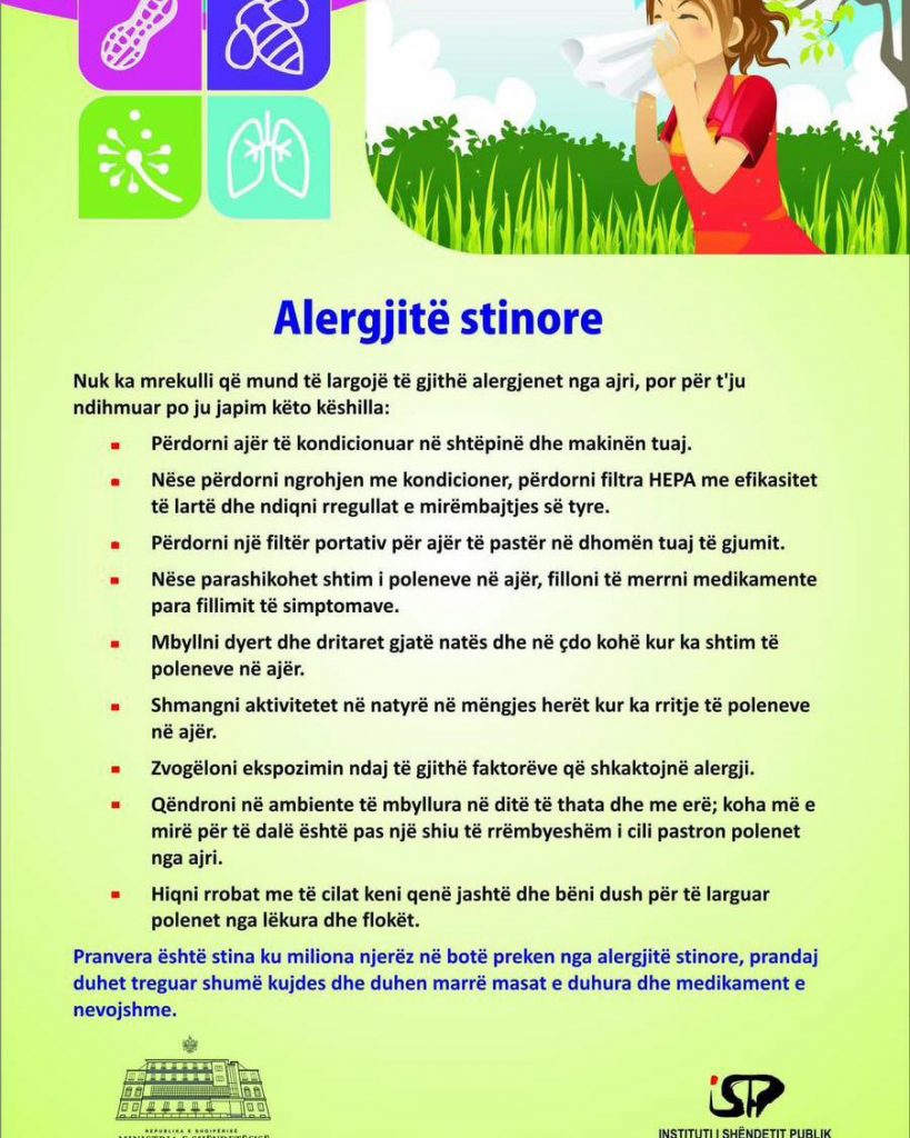 ISHP, këshilla për personat që vuajnë nga alergjitë stinore