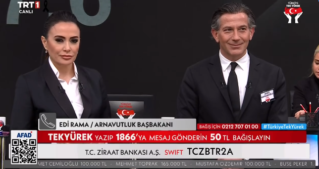 Shqipëria pjesë e fushatës ‘Turqia, një zemër’, dhuron 1 milionë euro, Rama: S’harrojmë çfarë bëri Erdogan për ne në 2019