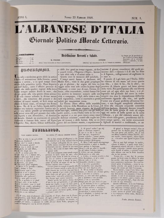 “L’albanese d’ Italia”, gazeta historike e arbëreshëve
