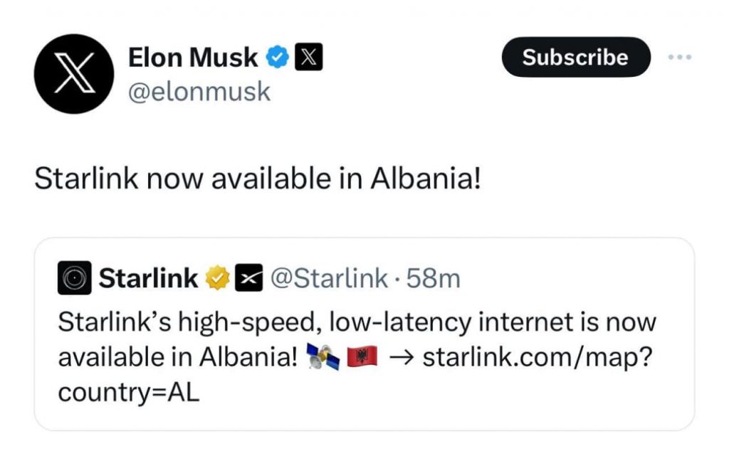 Interneti Starlink tashmë i disponueshëm edhe në Shqipëri, Rama: Mirë se erdhe Elon