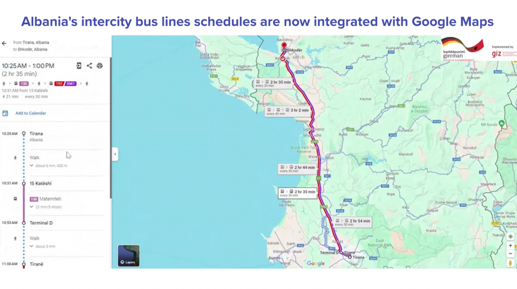 Oraret e linjave të autobusëve ndërqytetës në Shqipëri integrohen me Google Maps