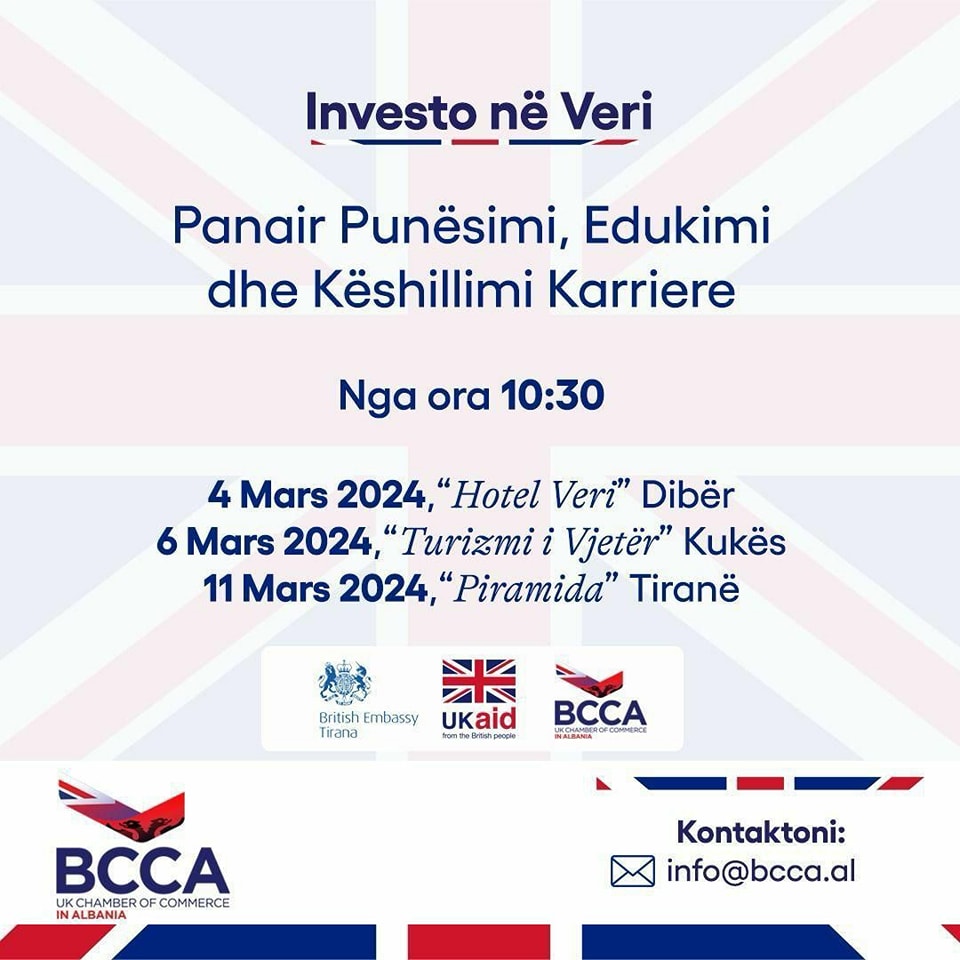 Punësim dhe karrierë në Kukës, Ambasada britanike bashkon punëdhënës anglezë dhe shqiptarë në panairin “Investo në Veri”